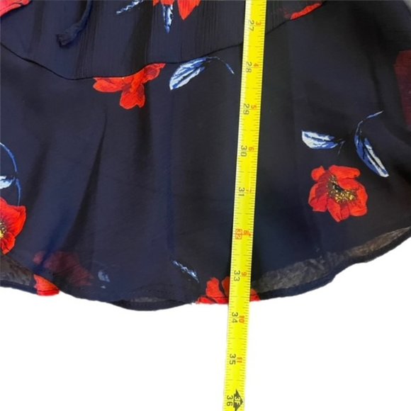 All in Favor Isabella Wrap Flounce Mini Dress Navy and Red Floral - Picture 6 of 9